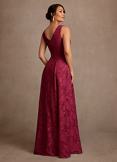 Azazie Luanne Mother of the Bride Dresses Burgundy A-Line Pleated Floral Burnout Dress image3
