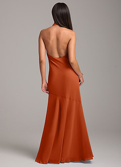Azazie Lorena Bridesmaid Dresses Burnt Orange Mermaid Pleated Chiffon Dress image7