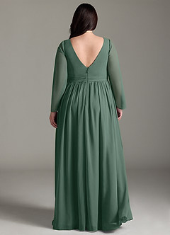 Azazie Teton Maternity Bridesmaid Dresses A-Line Long Sleeve Chiffon Floor-Length Dress image8