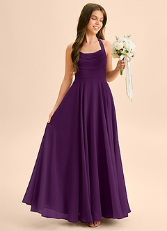 Azazie Kady Junior A-Linie Herzausschnitt Chiffon Kleid Traube image5