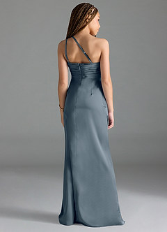 Azazie Eren Junior Twilight Sheath Pleated Stretch Satin Dress image2