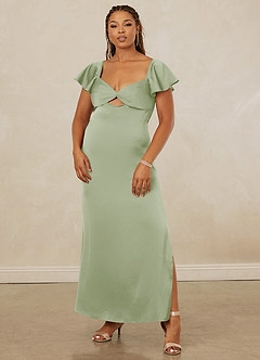 Christian Siriano Bridal for Azazie 1005 Bridesmaid Dresses Dusty Sage Sheath Sweetheart Neckline Stretch Satin Dress image9