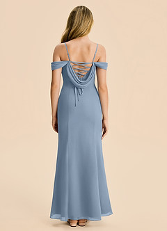 Azazie Nira Junior Dusty Blue Mermaid Ruched Chiffon Dress image2