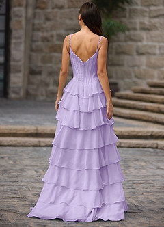 Floralace Lilac Ruffled A-line Prom Dress image7