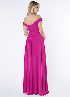 Azazie Audrianna Robes de demoiselle d'honneur Robe Trapèze Convertible en Mousseline de soie Schulterfrei gerafft Fuchsia image4