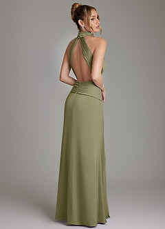 Azazie Gracelynn Bridesmaid Dresses Pistachio Sheath Pleated Stretch Satin Dress image9