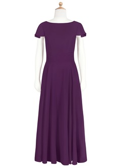 Azazie Payton Junior Grape A-Line Bow Chiffon Dress image6