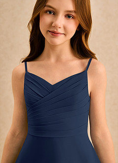 Azazie Hollie Girls Formal Schlussverkauf A-Linie Herzausschnitt Chiffon Kleid Dunkelmarine image6