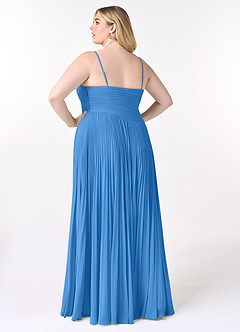 Azazie Vini Bridesmaid Dresses Blue Jay A-Line V-Neck Pleated Chiffon Dress image8