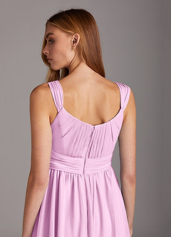 Azazie Melanie Final Sale Empire Pleated Mesh Floor-Length Dress image4