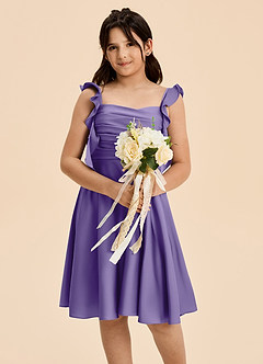 Azazie Kira Junior Tahiti A-Line Ruched Stretch Satin Dress image6