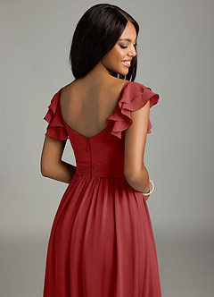 Azazie Anaya Brautjungfernkleider A-Linie Plissee Chiffon Kleid Rost image2