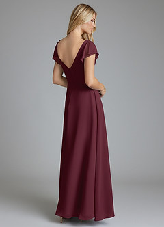 Azazie Omari Bridesmaid Dresses Cabernet A-Line Chiffon Dress image2