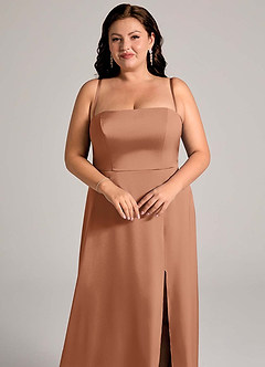 Azazie Wren Bridesmaid Dresses Bronzer A-Line Strapless Stretch Satin Convertible Dress image13
