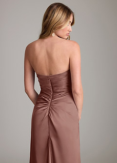 Azazie Lucille Bridesmaid Dresses Espresso Mermaid Strapless Stretch Satin Convertible Dress image7