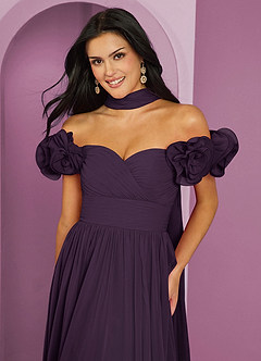 Barbie ♥ Azazie Bridesmaid Dresses Plum A-Line Off the Shoulder Chiffon Convertible Dress image5