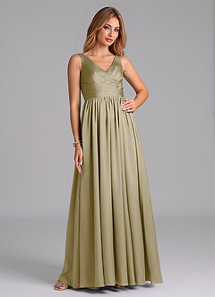 Azazie Keyla Final Sale Black A-Line Pleated Stretch Satin Dress image5