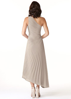 Azazie Kirra Bridesmaid Dresses Frost A-Line One Shoulder Chiffon Dress image2
