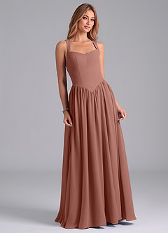 Azazie Francis Bridesmaid Dresses Cedar Rose A-Line Corset Chiffon Dress image4