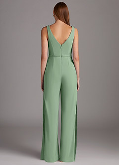 Azazie Ida Final Sale Black Pleated Stretch Chiffon Jumpsuit image5