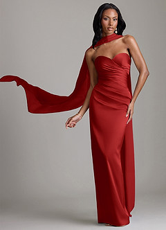 Azazie Sonora Vestidos de damas de honor Vestido de Granada de Satén Elástico de Corte Recto con Sin tirantes image1