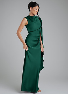 Azazie Taj Bridesmaid Dresses Emerald Mermaid Corset Stretch Satin Dress image5