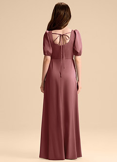 Azazie Briar Junior Vestido de Amatista de Satén Elástico de Corte en A con Lazo image2