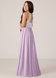 Azazie Fahari Junior Frosted Lilac A-Line Lace Chiffon Dress image5