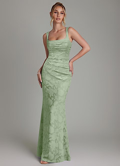 Azazie Agustina Bridesmaid Dresses Dusty Sage Mermaid Corset Floral Burnout Dress image1