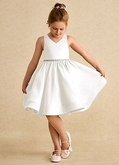 Azazie Julietta Blumenmädchenkleider Ballkleid Cabrio Tüll Kleid Elfenbein image4