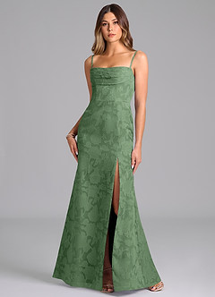 Azazie Saige Bridesmaid Dresses Eucalyptus A-Line Off the Shoulder Floral Burnout Convertible Dress image3