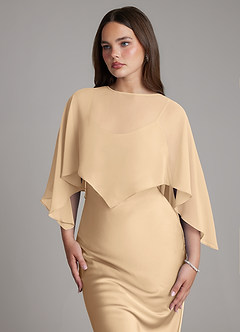 Azazie Ambra Brudtärnklänningar Klä av Sjöjungfru i Stretch Satin Plisserad Champagne image4