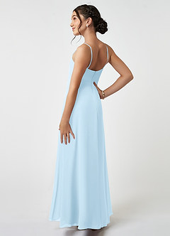 Azazie Collette Junior Sky Blue A-Line Ruched Chiffon Dress image4