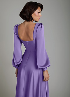 Azazie Solana Bridesmaid Dresses Tahiti A-Line Long Sleeve Stretch Satin Dress image4