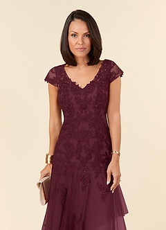 Azazie Romy Kleider für die Brautmutter Meerjungfrau-Linie V-Hals Pailletten Tüll Kleid Cabernetrot image5
