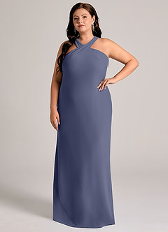 Azazie Doretta Bridesmaid Dresses Stormy Mermaid Pleated Chiffon Dress image8