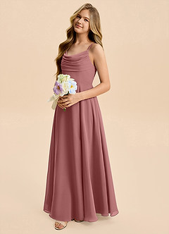 Azazie Gia Junior Desert Rose A-Line Pleated Chiffon Dress image7