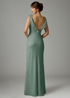 Azazie Kieryn Robes de demoiselle d'honneur Robe Sirène en Satin extensible Plissée Sauge D'argent image5