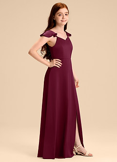 Azazie Everett Junior Vestido de Mora de Satén Elástico de Corte en A con Lazo image3