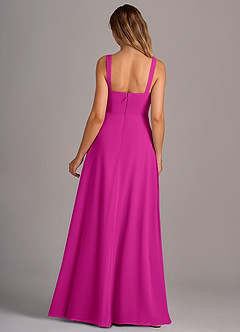 Azazie Debra Bridesmaid Dresses Fuchsia A-Line with Pockets Chiffon Convertible Dress image6