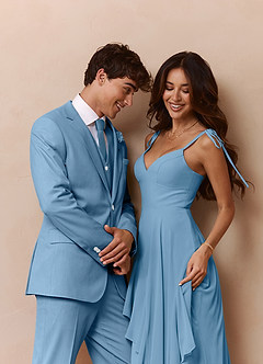 front James Steel Blue Structured Stretch Suit Jacket