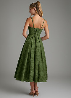 Azazie Isabella Bridesmaid Dresses Olive A-Line Corset Floral Burnout Dress image7