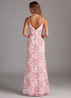 Azazie Deandra Bridesmaid Dresses Abstract Watercolor Floral Mermaid Pleated Chiffon Dress image2