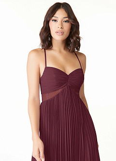 Azazie Devyn Bridesmaid Dresses Cabernet A-Line Corset Chiffon Dress image5