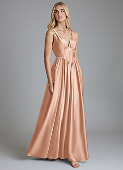 Azazie Delmie Brudtärnklänningar Klä av A-Linje i Stretch Satin Korsett Roséguld image5