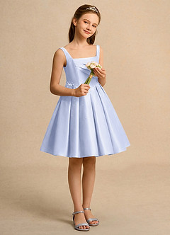 Azazie Jello Flower Girl Dresses Lavender Ball-Gown Pleated Matte Satin Dress image4