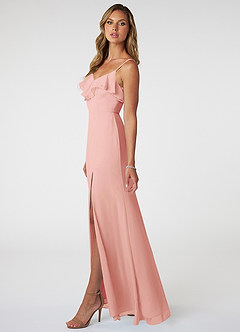 Azazie Natalia Brautjungfernkleider A-Linie Chiffon Kleid Rosettenrosa image3