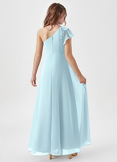 Azazie Arabella Junior A-Linie Gestreift Chiffon Kleid Wolke Blau image2