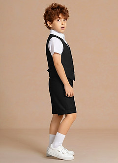 front Oliver Czarny 4-częściowy zestaw kamizelki i spodenek dla chłopców