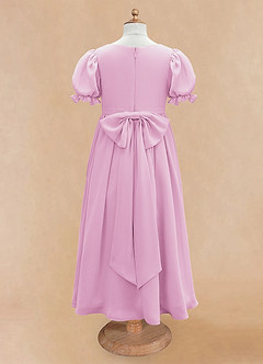 Azazie Joss Robe Demoiselle D'honneur Fillette Robe Trapèze en Mousseline de soie avec manches Rose Bonbon image6
